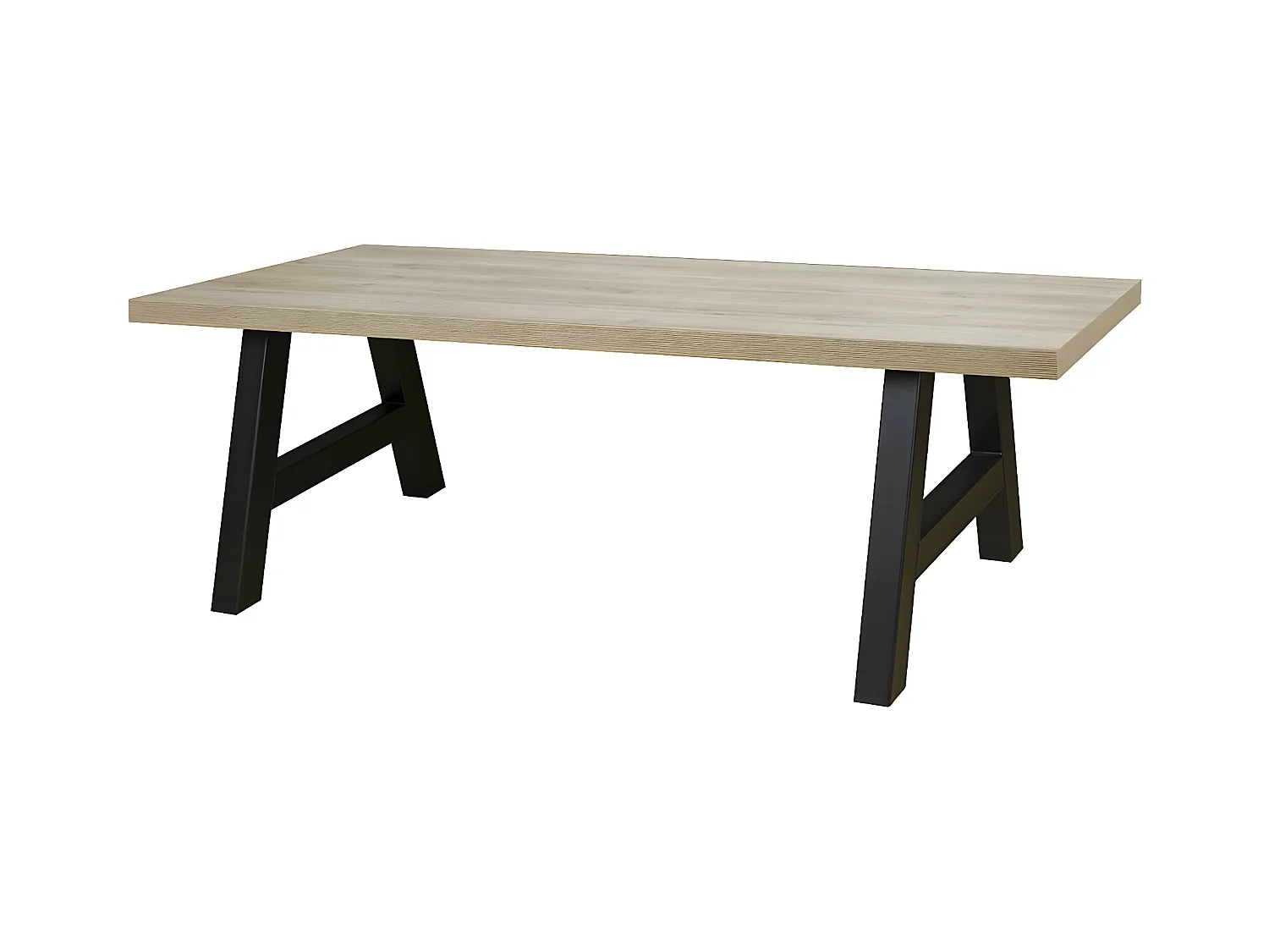 ARIZONA - Table 230cm Aspect Bois Arizona Oak Piètement Country Métal Noir