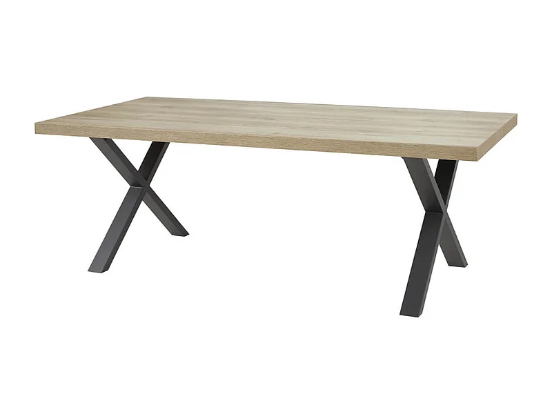 ARIZONA - Table 170cm Aspect Bois Arizona Oak Piètement X Métal Noir