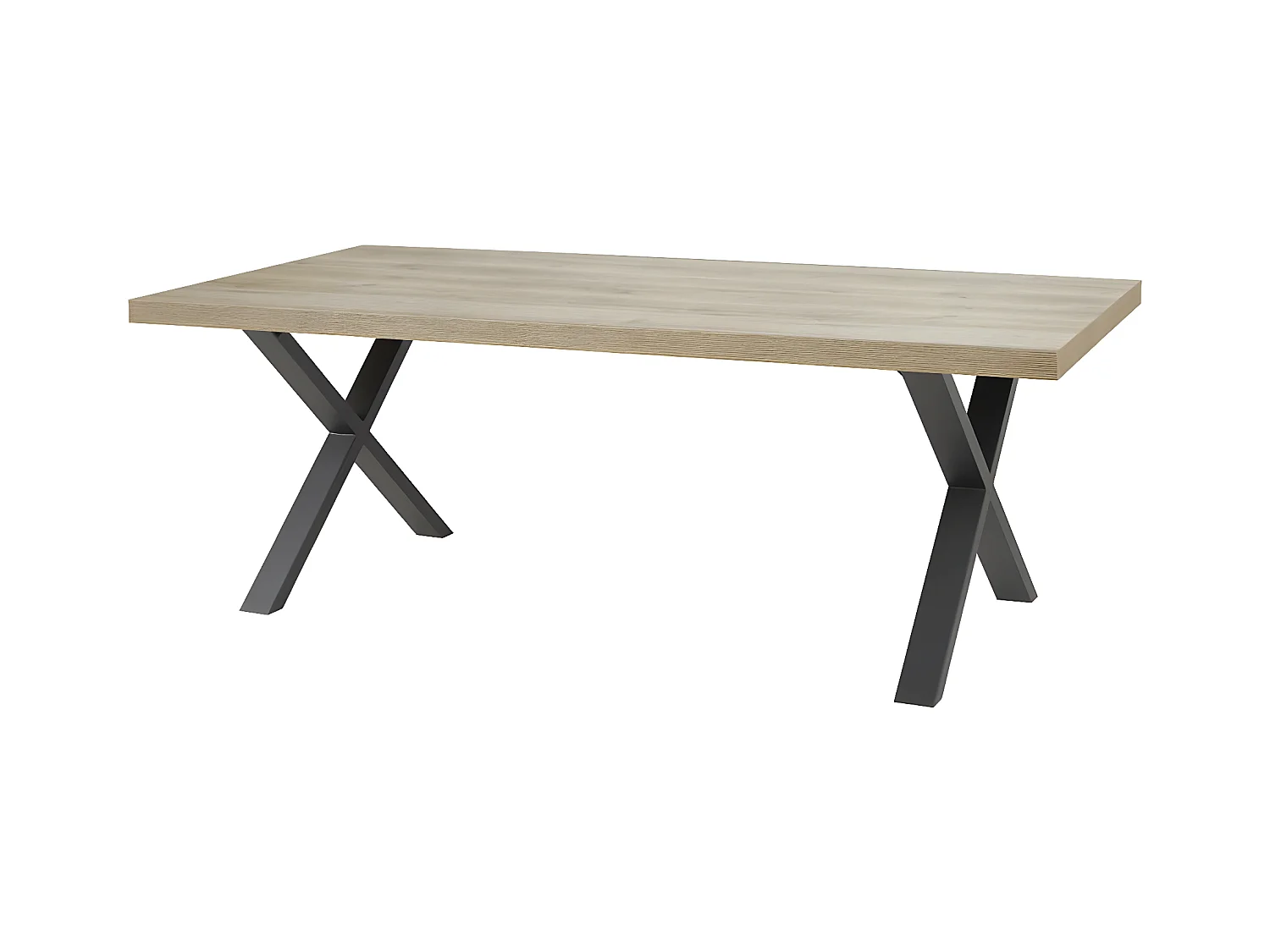 ARIZONA - Table 170cm Aspect Bois Arizona Oak Piètement X Métal Noir