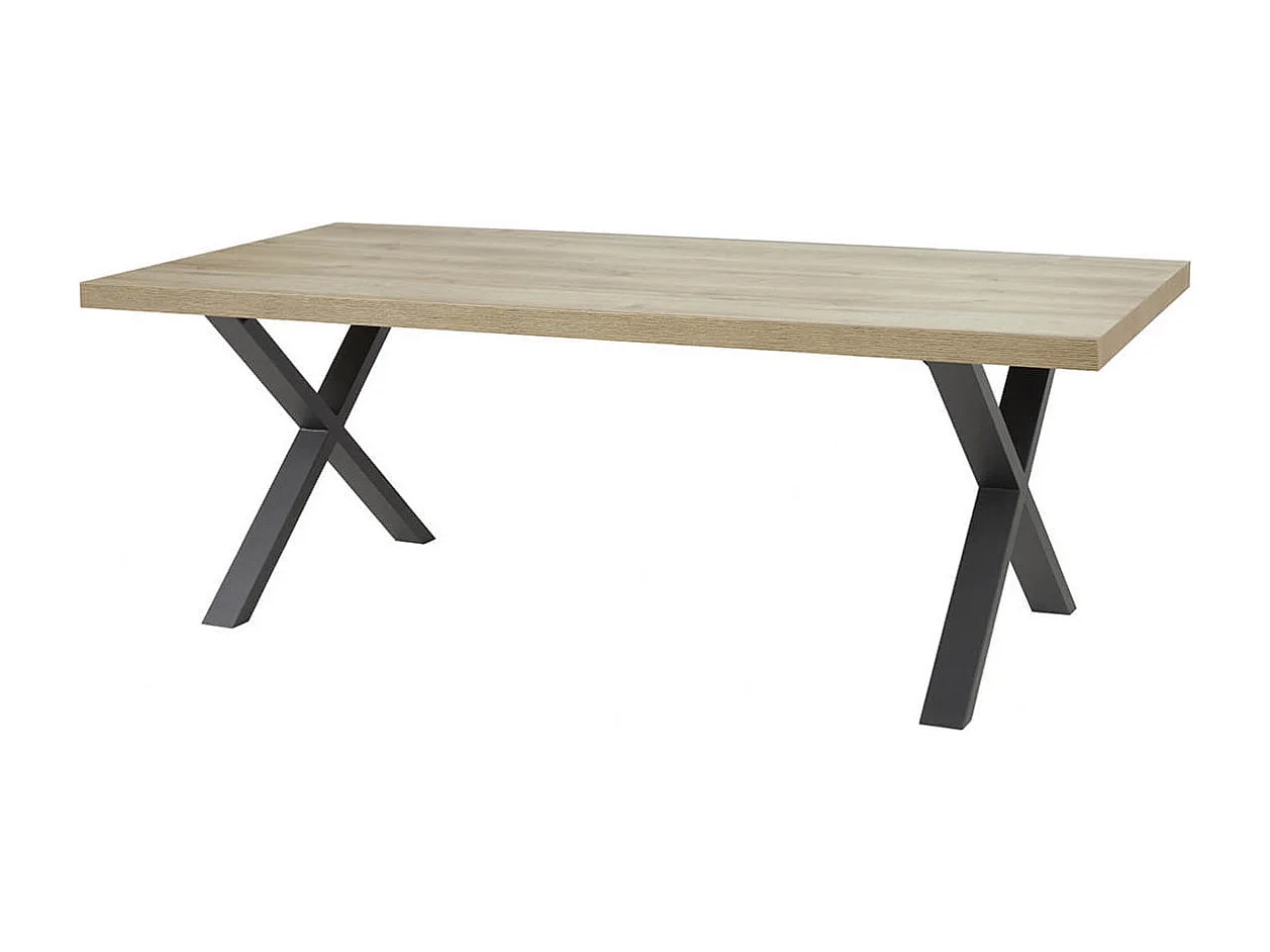 ARIZONA - Table 170cm Aspect Bois Arizona Oak Piètement X Métal Noir