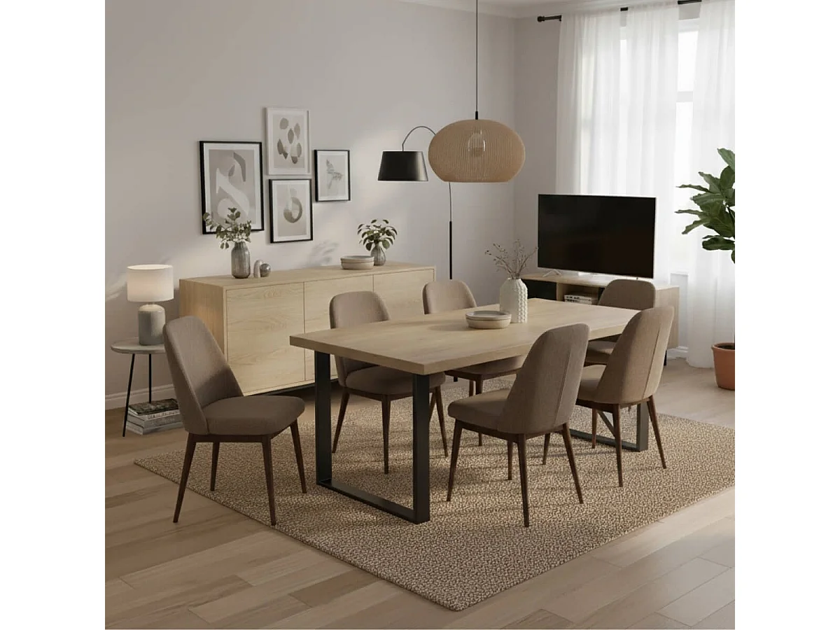 ARIZONA - Table 230cm Aspect Bois Arizona Oak Piètement U Métal Noir