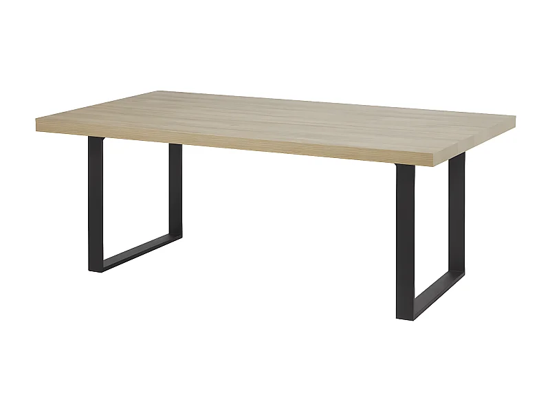FRANK - Table 230cm Aspect Bois French Oak Piètement U Métal Noir