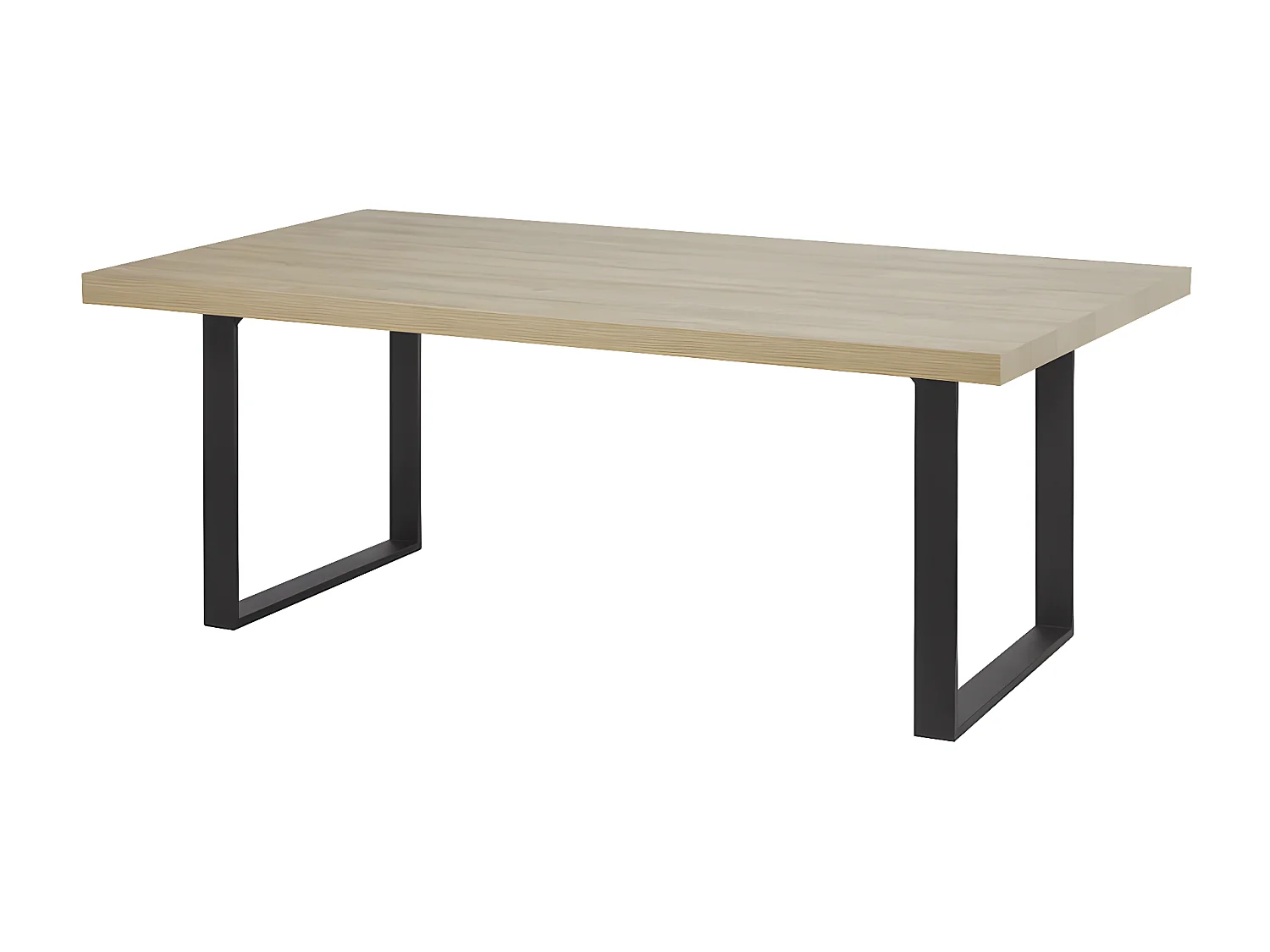 FRANK - Table 230cm Aspect Bois French Oak Piètement U Métal Noir