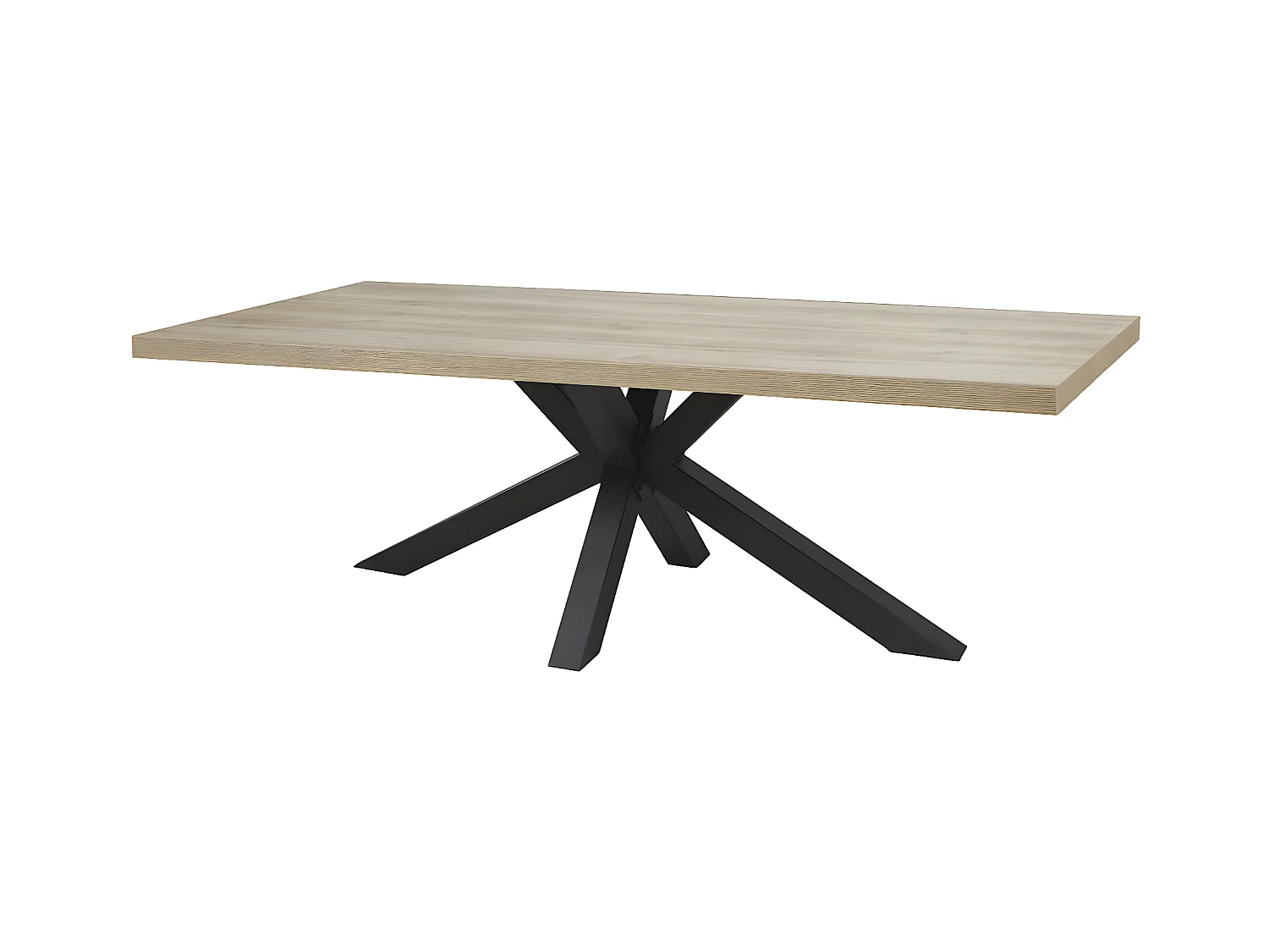 ARIZONA - Table 200cm Aspect Bois Arizona Oak Piètement Etoile Métal Noir
