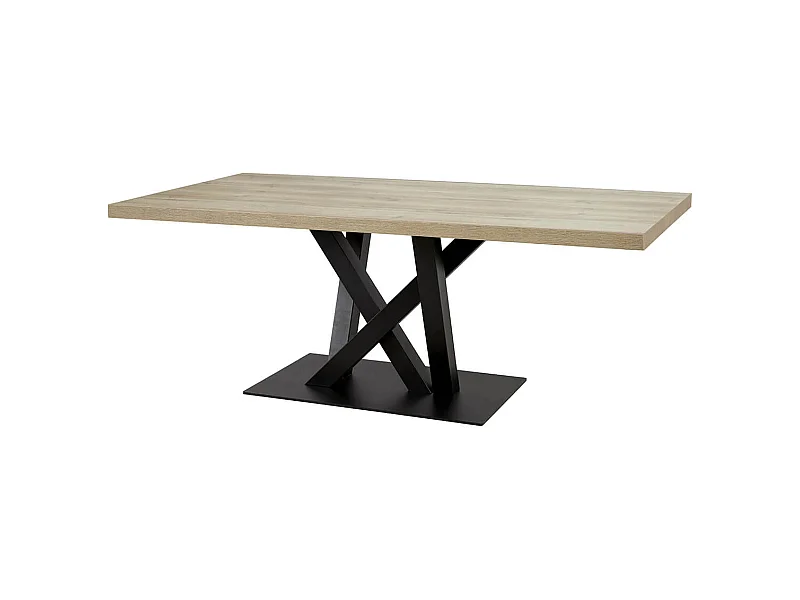 ARIZONA - Table 170cm Aspect Bois Arizona Oak Piètement Crossed Métal Noir