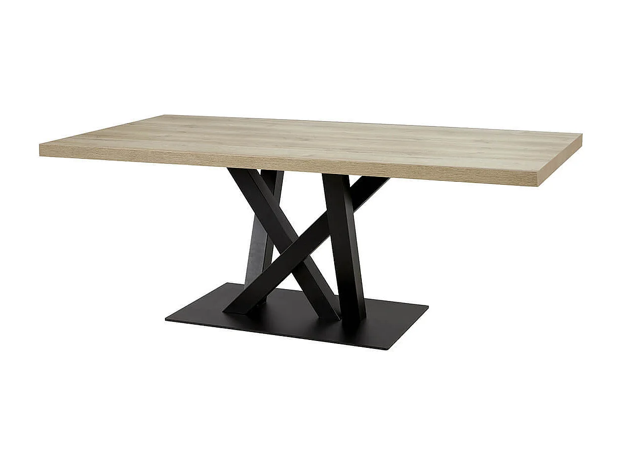 ARIZONA - Table 170cm Aspect Bois Arizona Oak Piètement Crossed Métal Noir