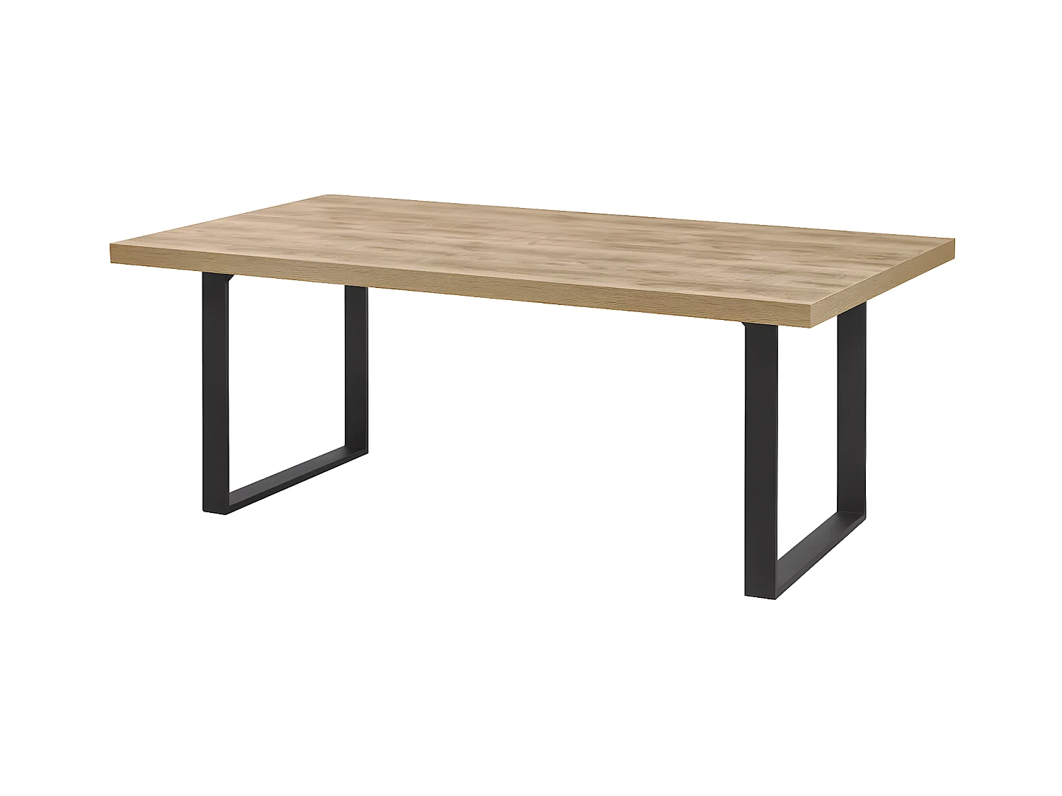 SCARLET - Table 230cm Aspect Bois Scarlet Oak Piètement U Métal Noir