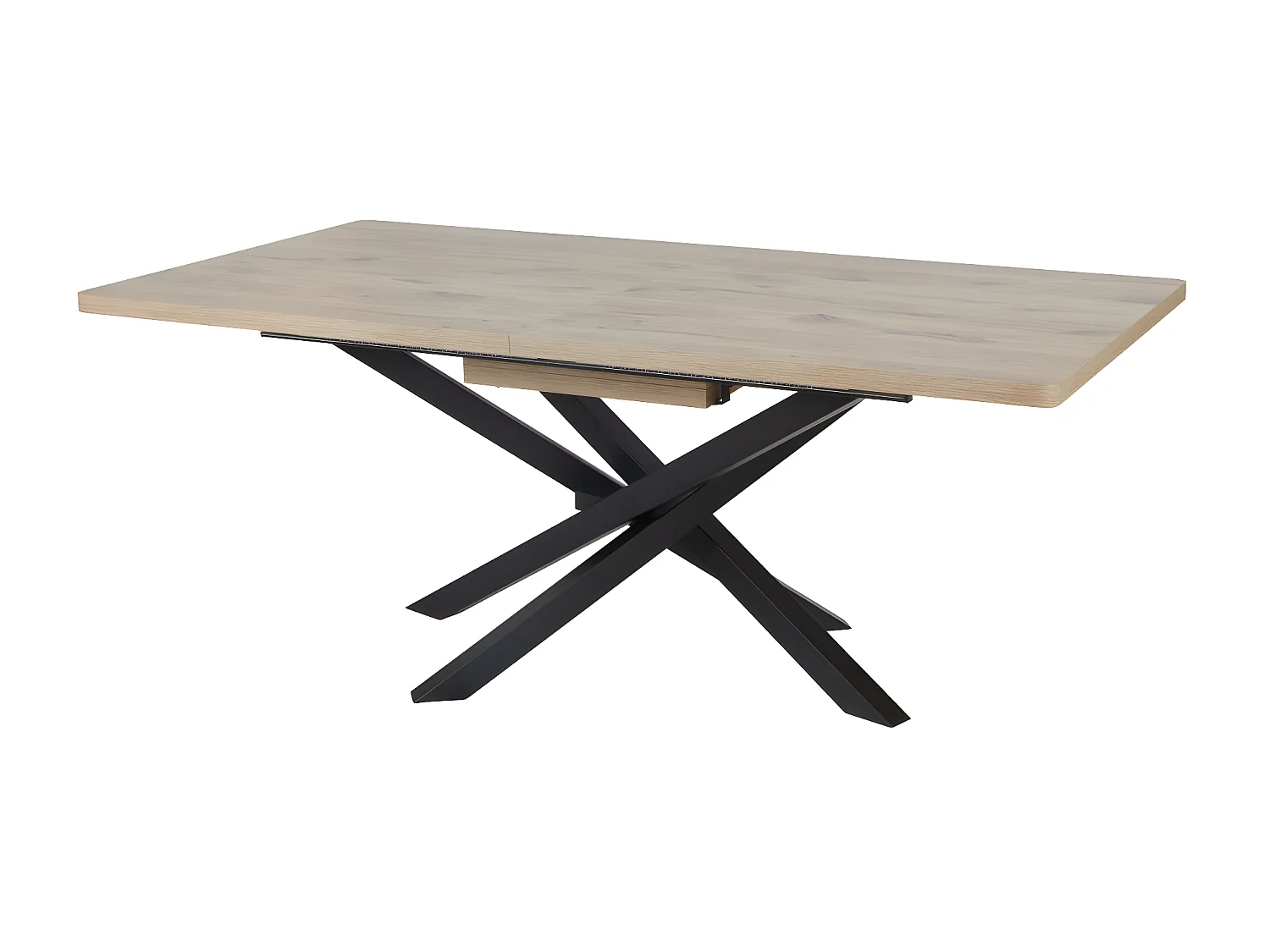CANYON - Table Repas Allongeable 200cm Aspect Bois Piètement Métal Noir