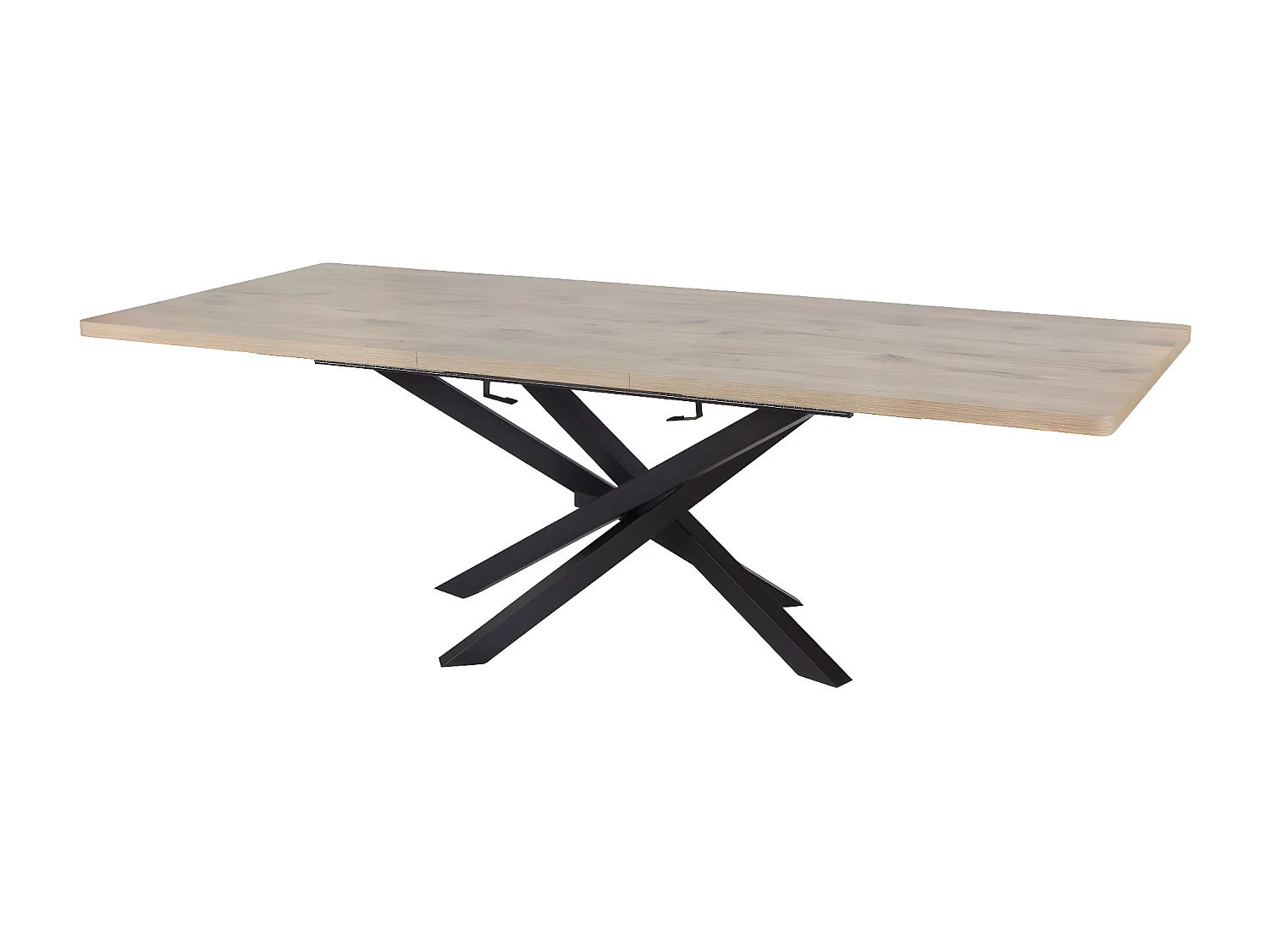 CANYON - Table Repas Allongeable 200cm Aspect Bois Piètement Métal Noir