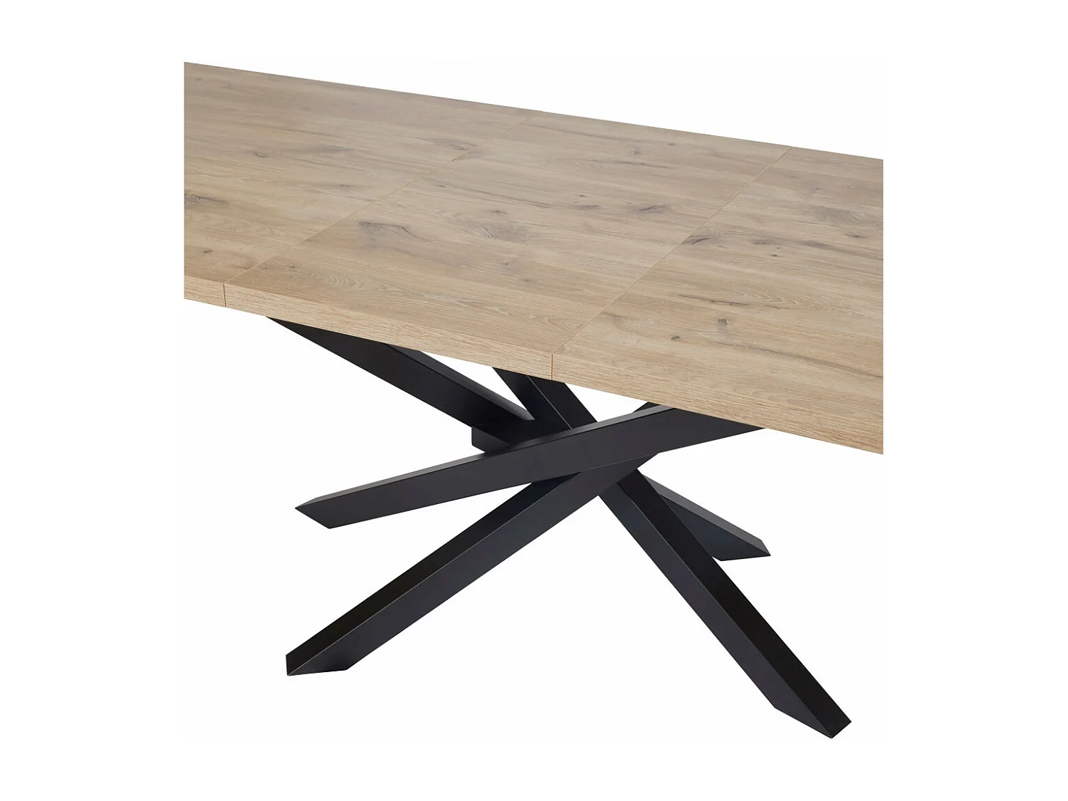 CANYON - Table Repas Allongeable 200cm Aspect Bois Piètement Métal Noir