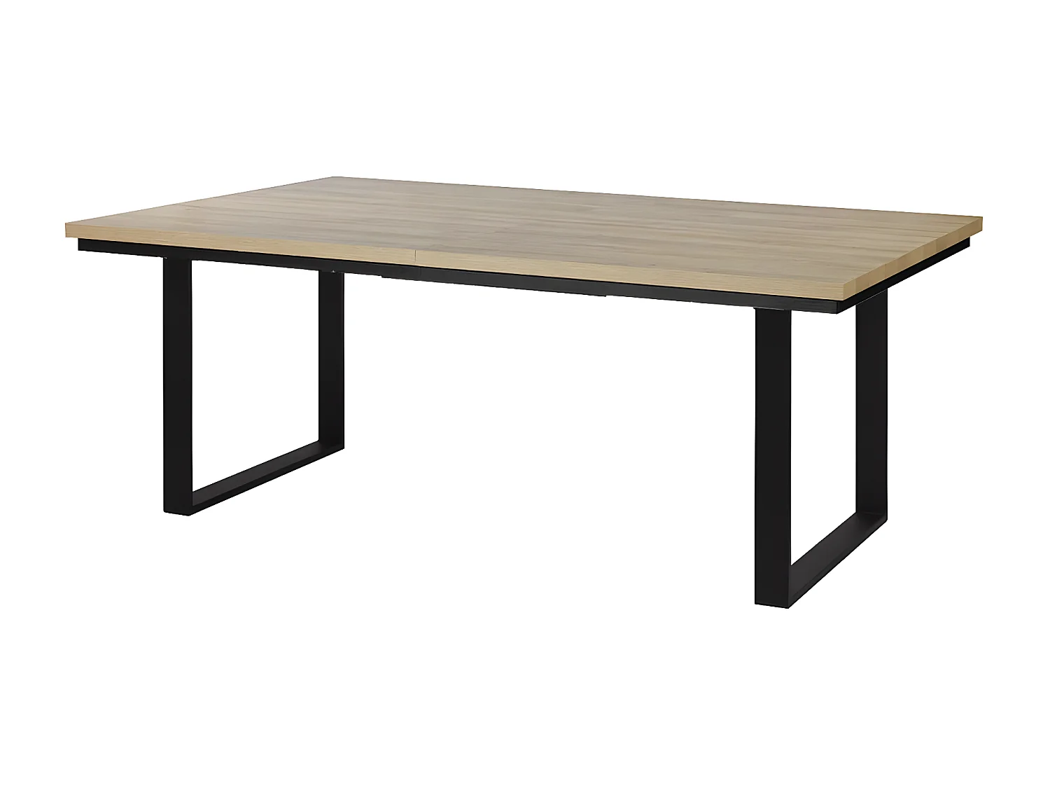 FRANK - Table Allongeable 190/250 Aspect Bois Chêne Clair Piètement Métal U