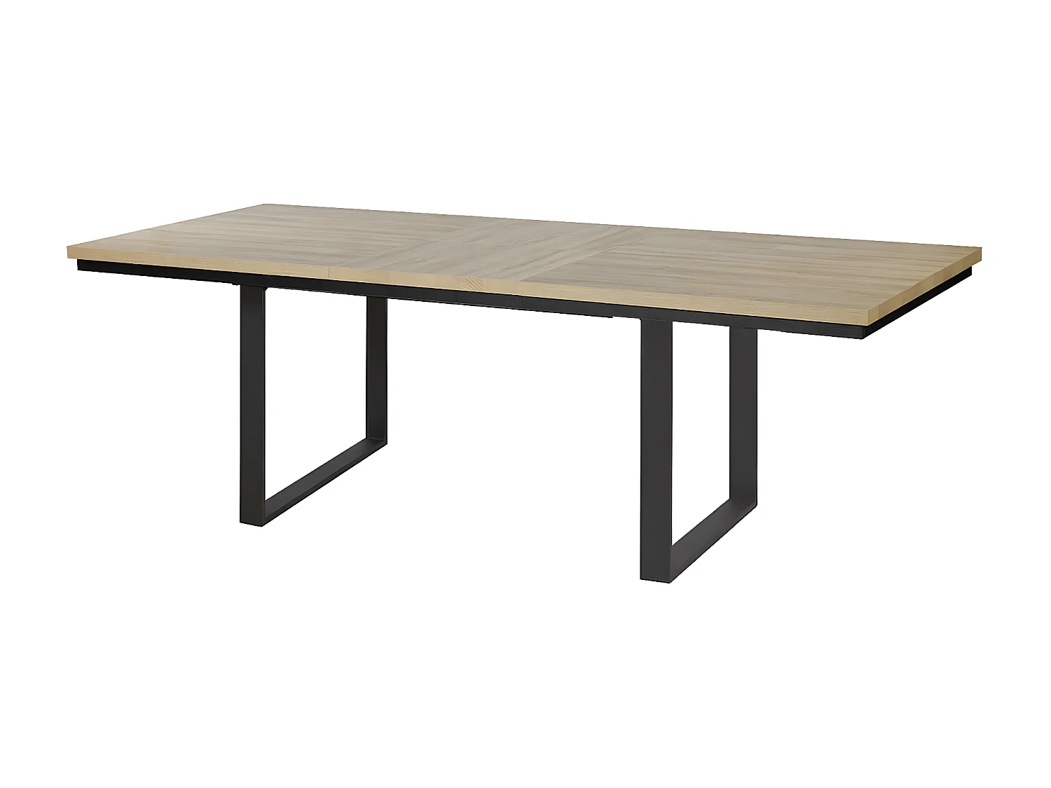 FRANK - Table Allongeable 190/250 Aspect Bois Chêne Clair Piètement Métal U