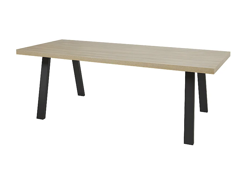 FRANK - Table 200cm Aspect Bois French Oak Piètement A Métal Noir