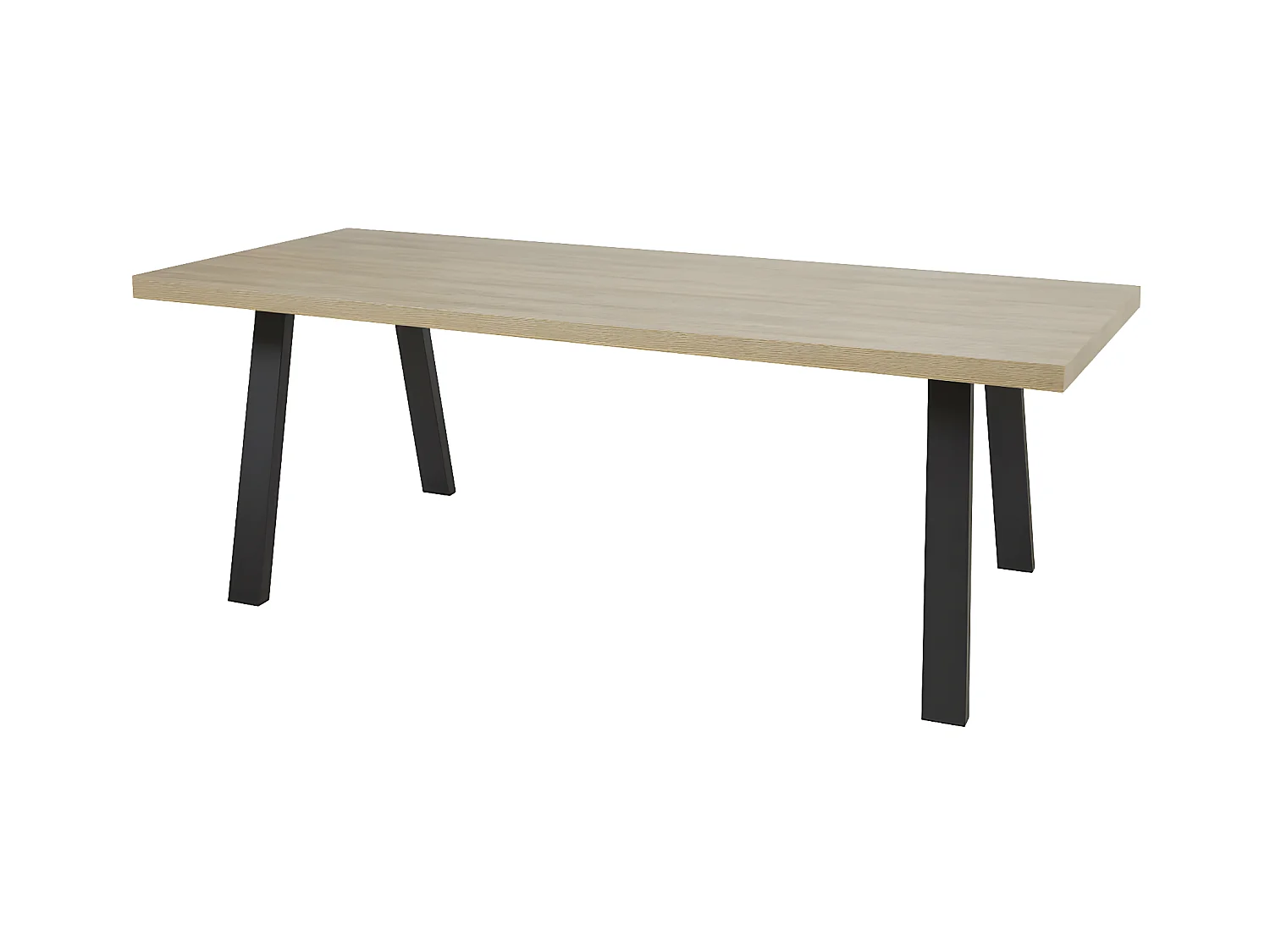 FRANK - Table 200cm Aspect Bois French Oak Piètement A Métal Noir