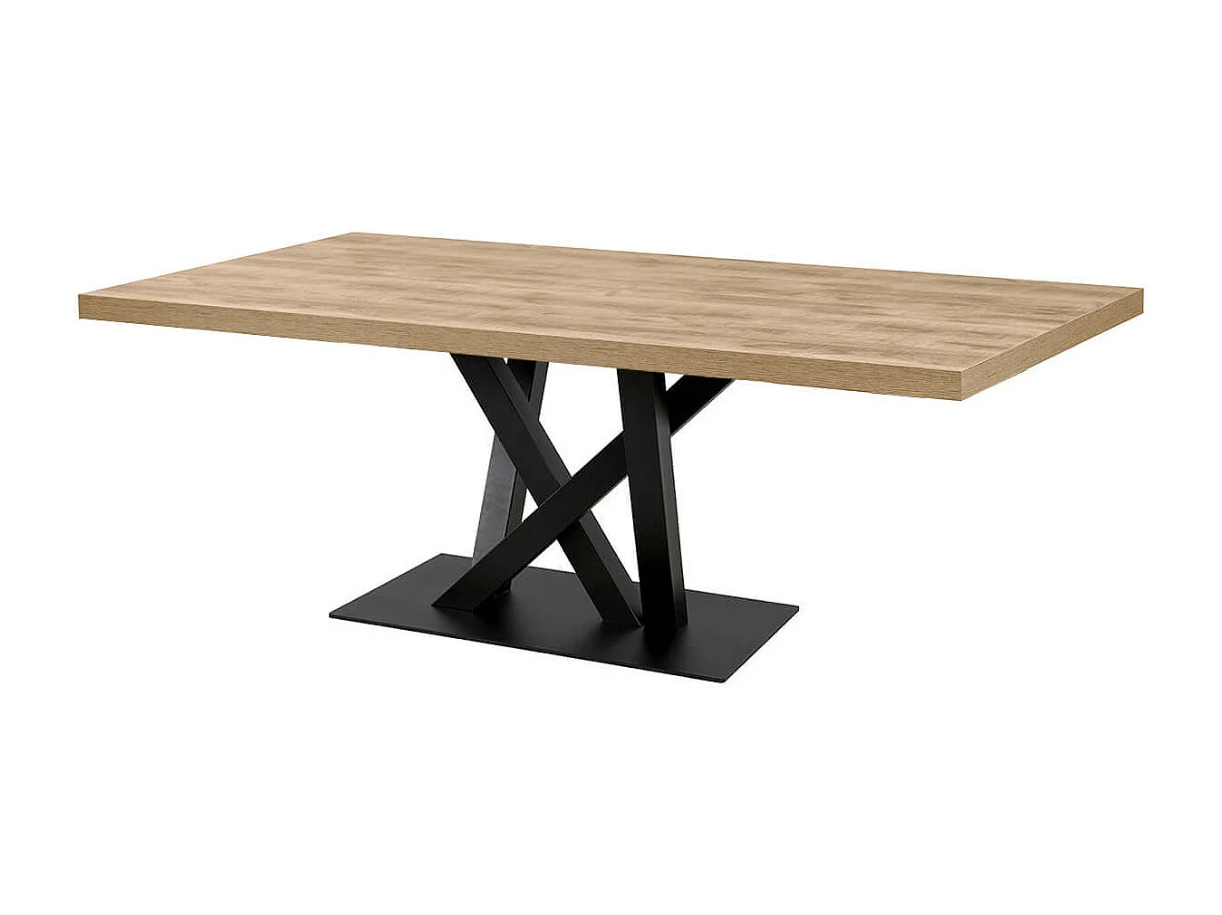 SCARLET - Table 170cm Aspect Bois Scarlet Oak Piètement Croisé Noir