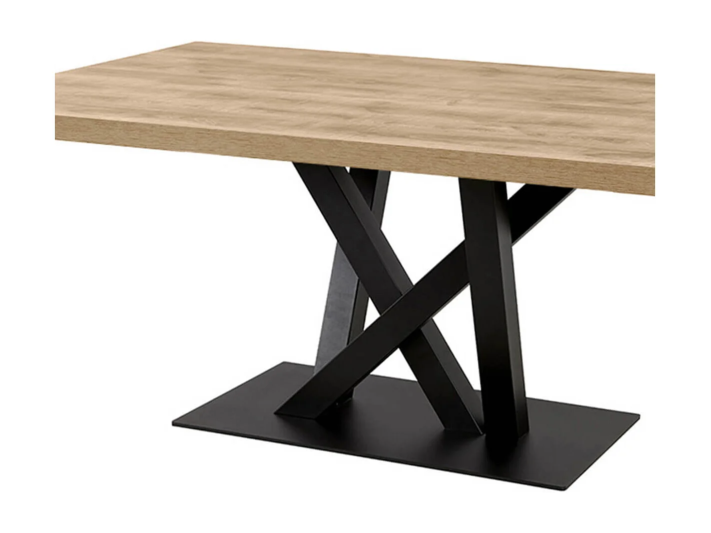 SCARLET - Table 170cm Aspect Bois Scarlet Oak Piètement Croisé Noir