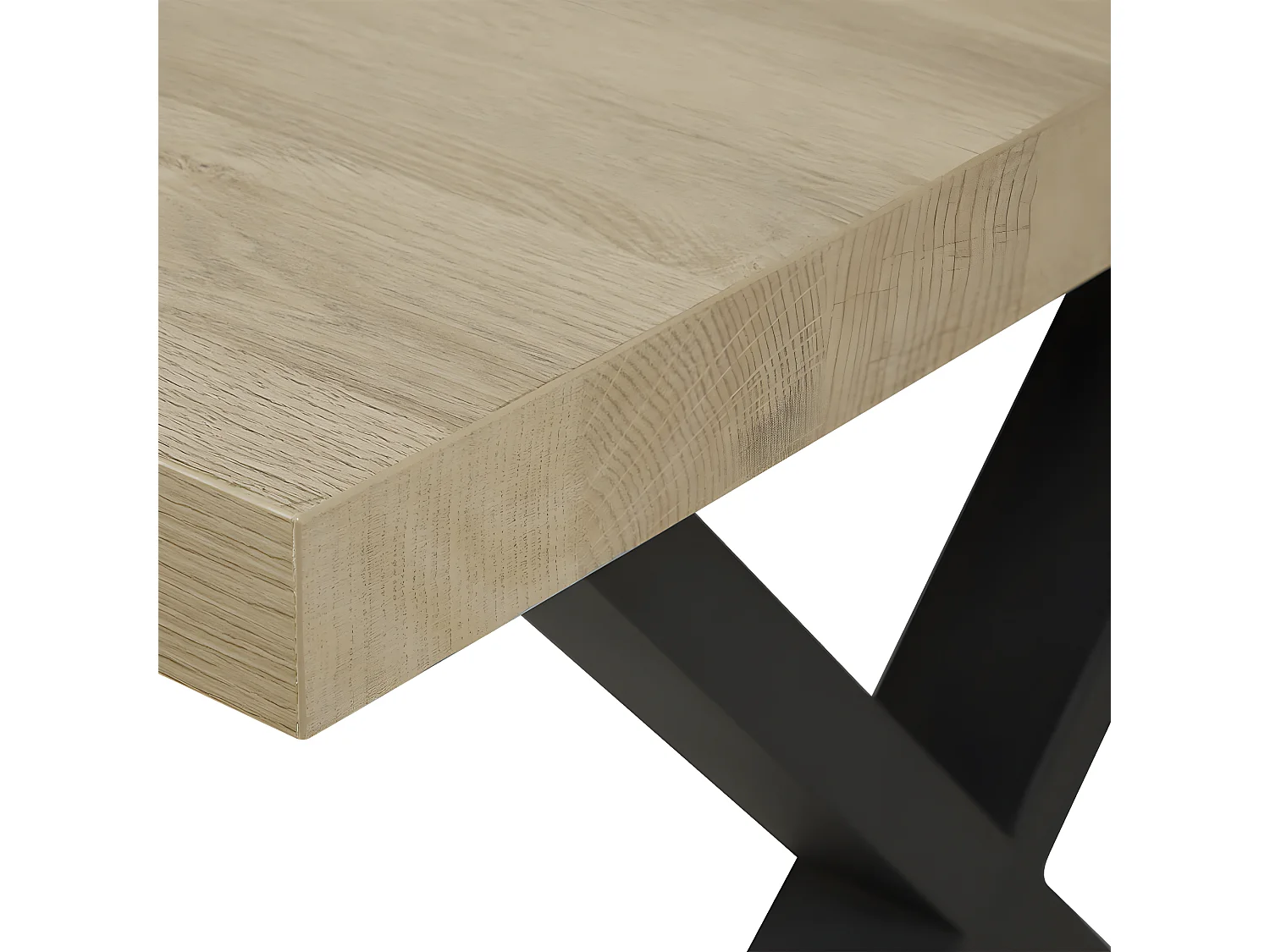 FRANK - Table 230cm Aspect Bois French Oak Piètement X Métal Noir
