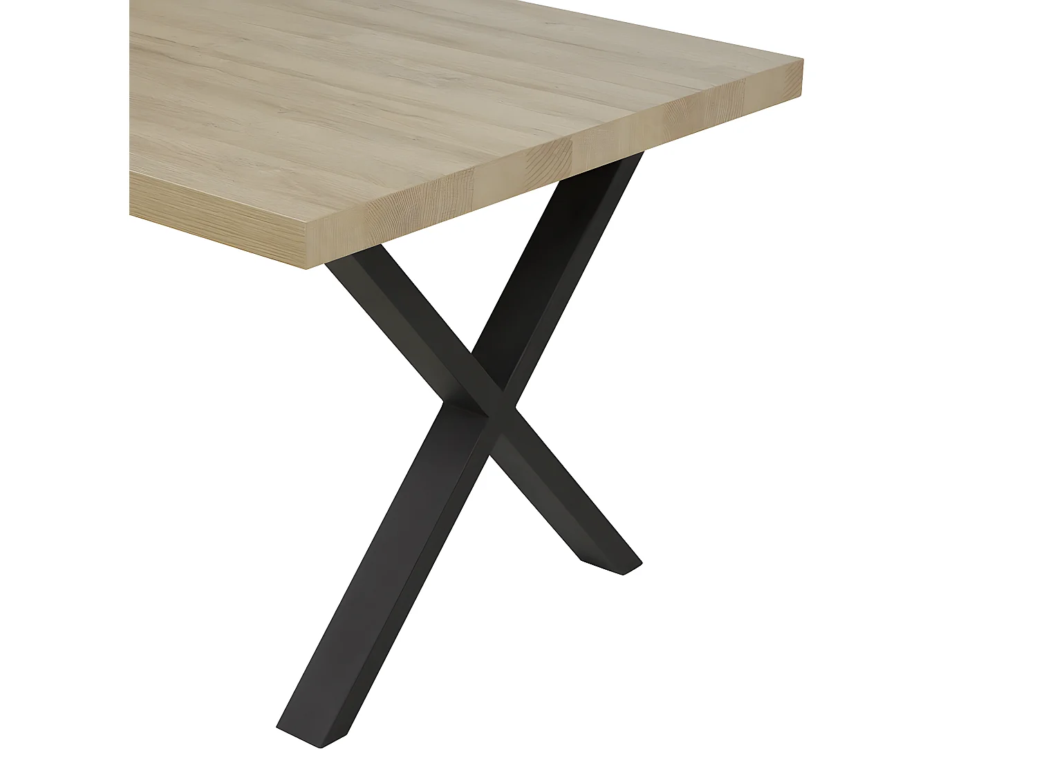 FRANK - Table 230cm Aspect Bois French Oak Piètement X Métal Noir