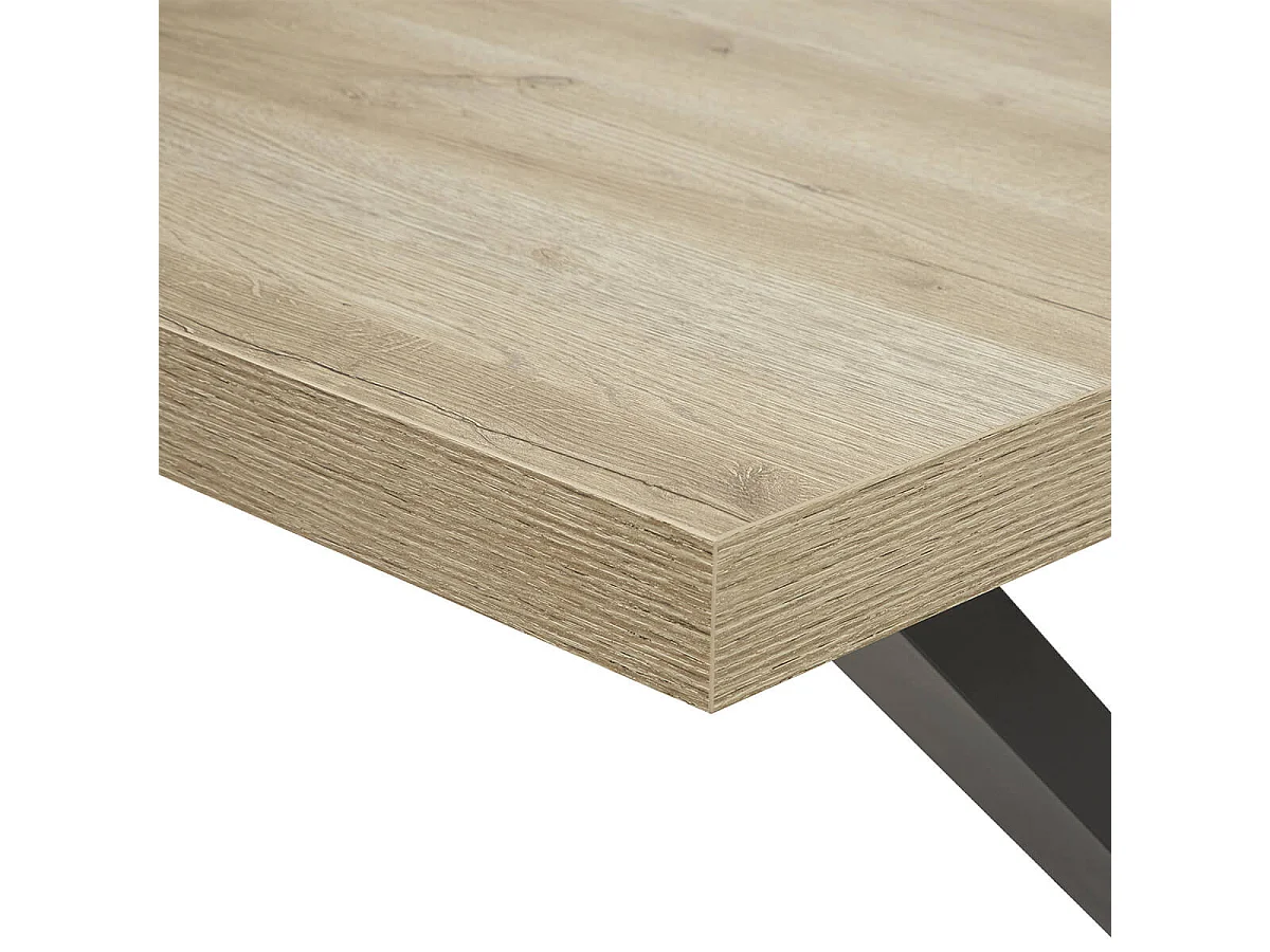 ARIZONA - Table 230cm Aspect Bois Arizona Oak Piètement X Métal Noir