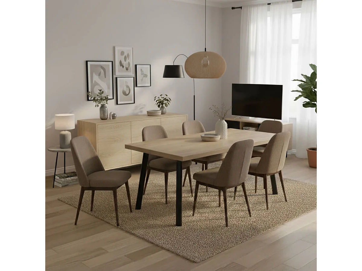 ARIZONA - Table 230cm Aspect Bois Arizona Oak Piètement X Métal Noir