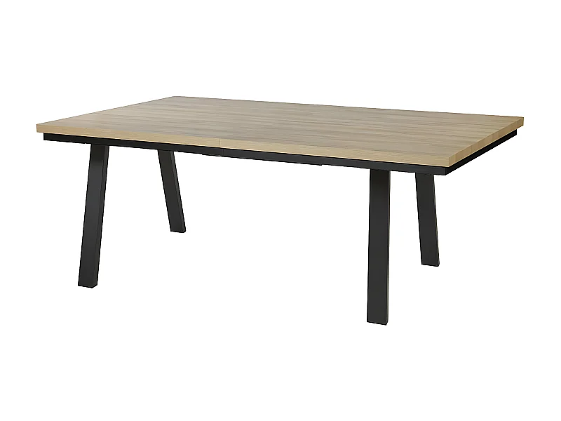FRANK - Table Allongeable 190/250 Aspect Bois Chêne Clair Piètement Métal A