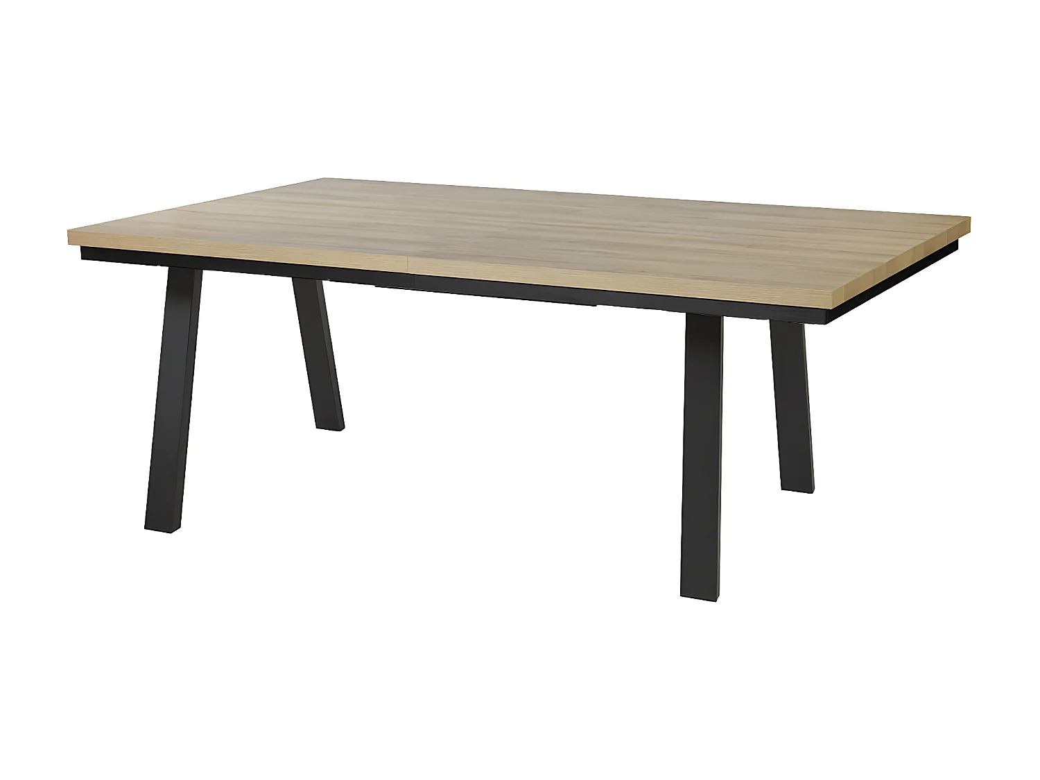 FRANK - Table Allongeable 190/250 Aspect Bois Chêne Clair Piètement Métal A