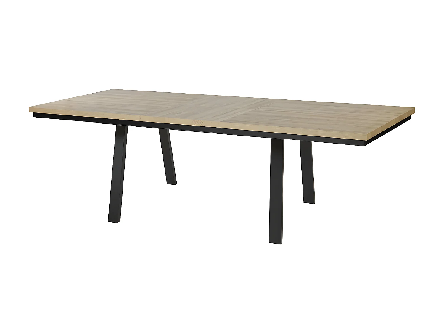 FRANK - Table Allongeable 190/250 Aspect Bois Chêne Clair Piètement Métal A