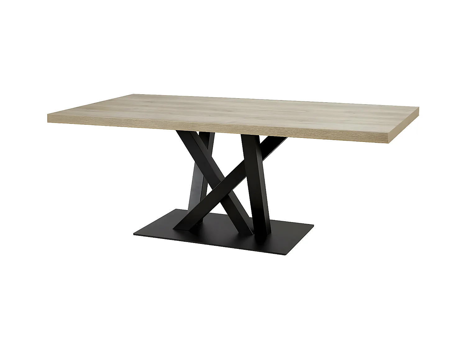 ARIZONA - Table 230cm Aspect Bois Arizona Oak Piètement Crossed Métal Noir