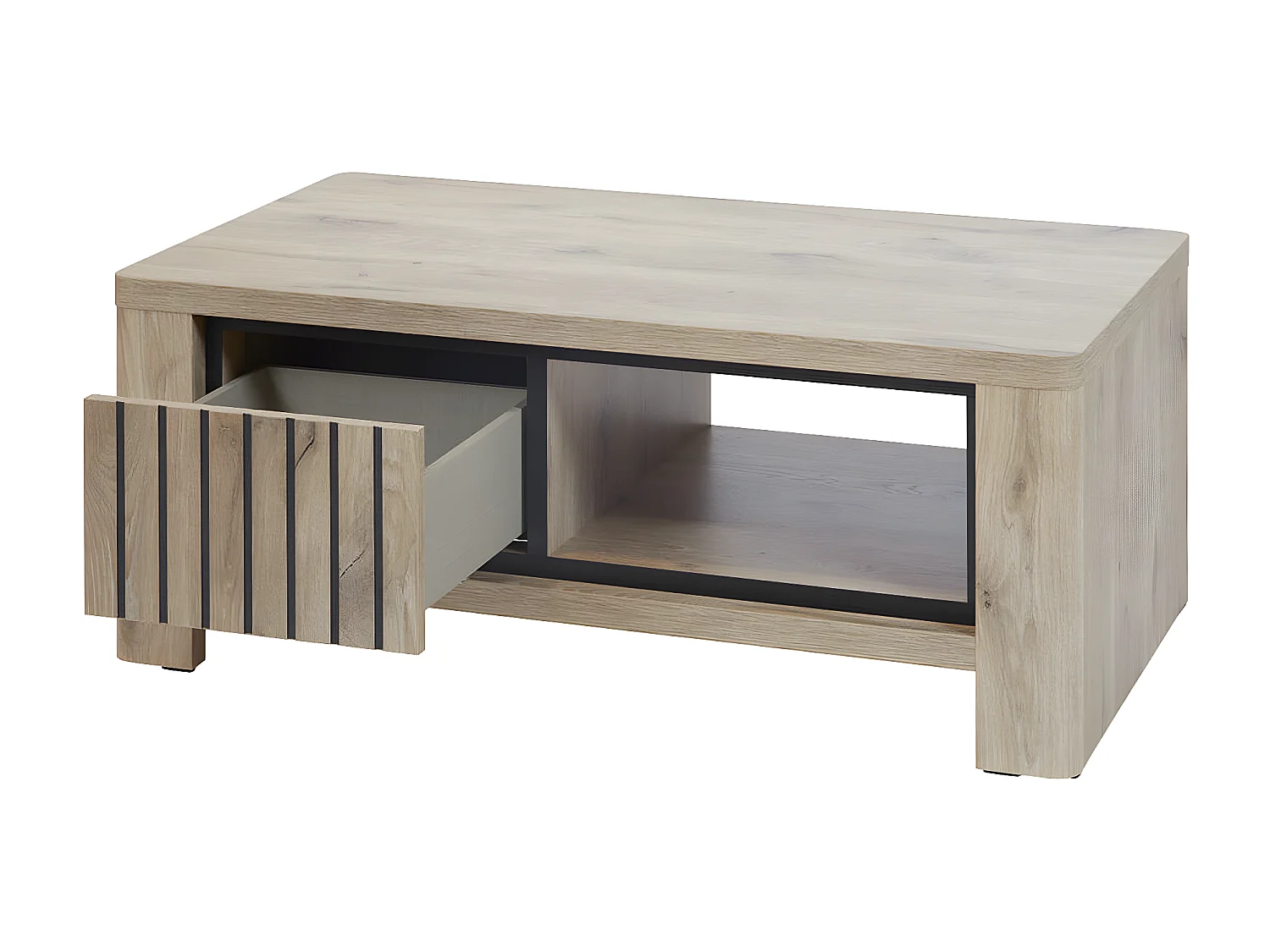 RODIN - Table Basse Porte et 1 Tiroir Aspect Bois Finition Canyon