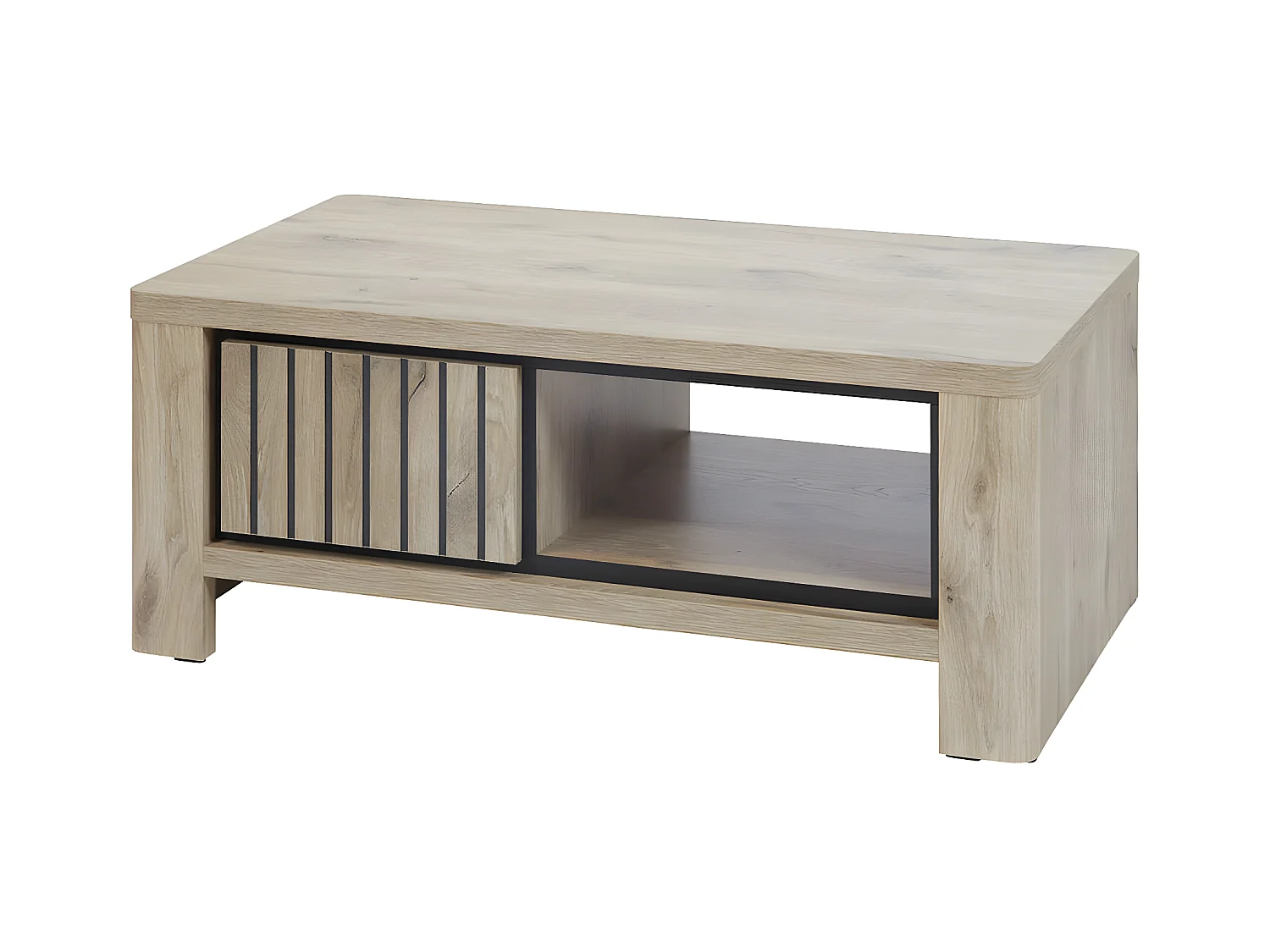 RODIN - Table Basse Porte et 1 Tiroir Aspect Bois Finition Canyon