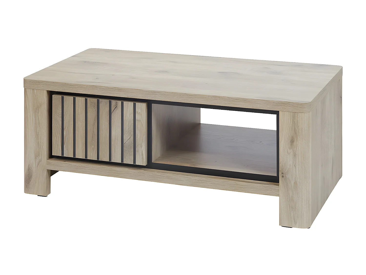 RODIN - Table Basse Porte et 1 Tiroir Aspect Bois Finition Canyon