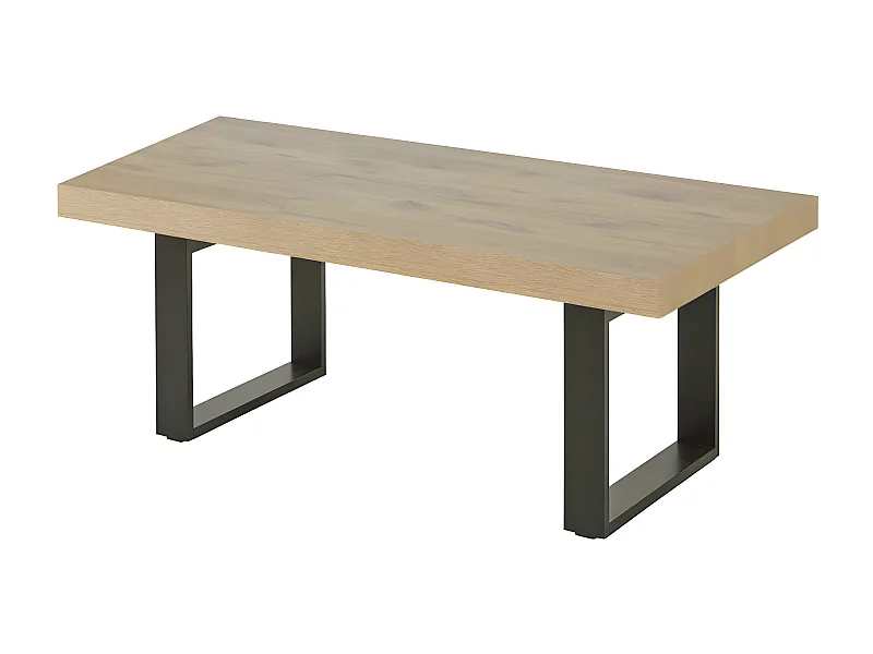 CANYON - Table Basse Aspect Bois Piètement U Métal Noir