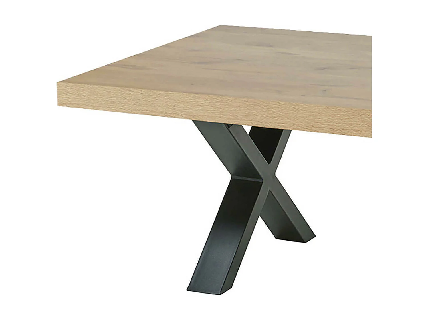 CANYON - Table Basse Aspect Bois Piètement X Métal Noir