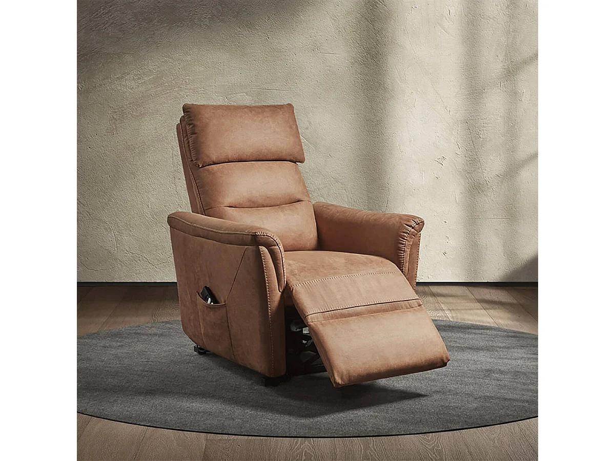 HORACE - Fauteuil Relax Electrique Releveur Tissu Cognac