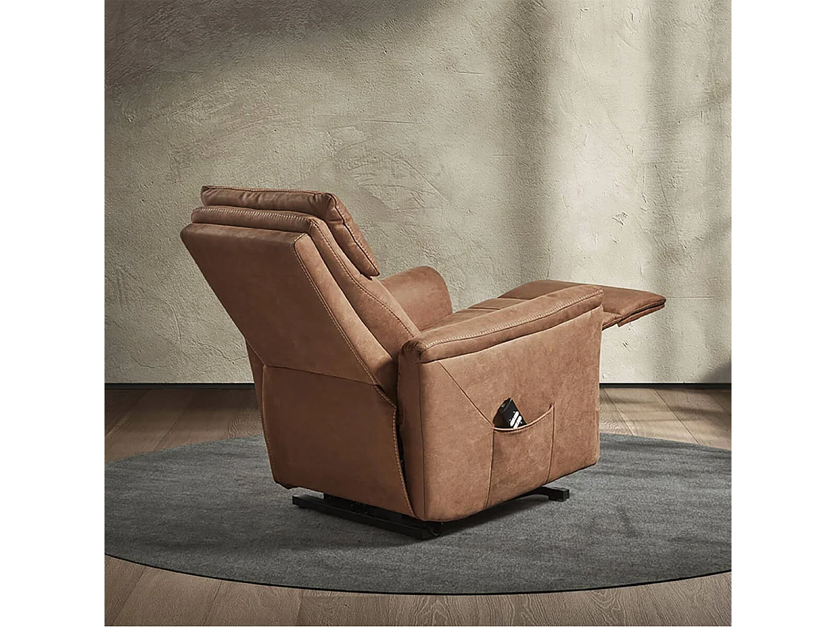 HORACE - Fauteuil Relax Electrique Releveur Tissu Cognac