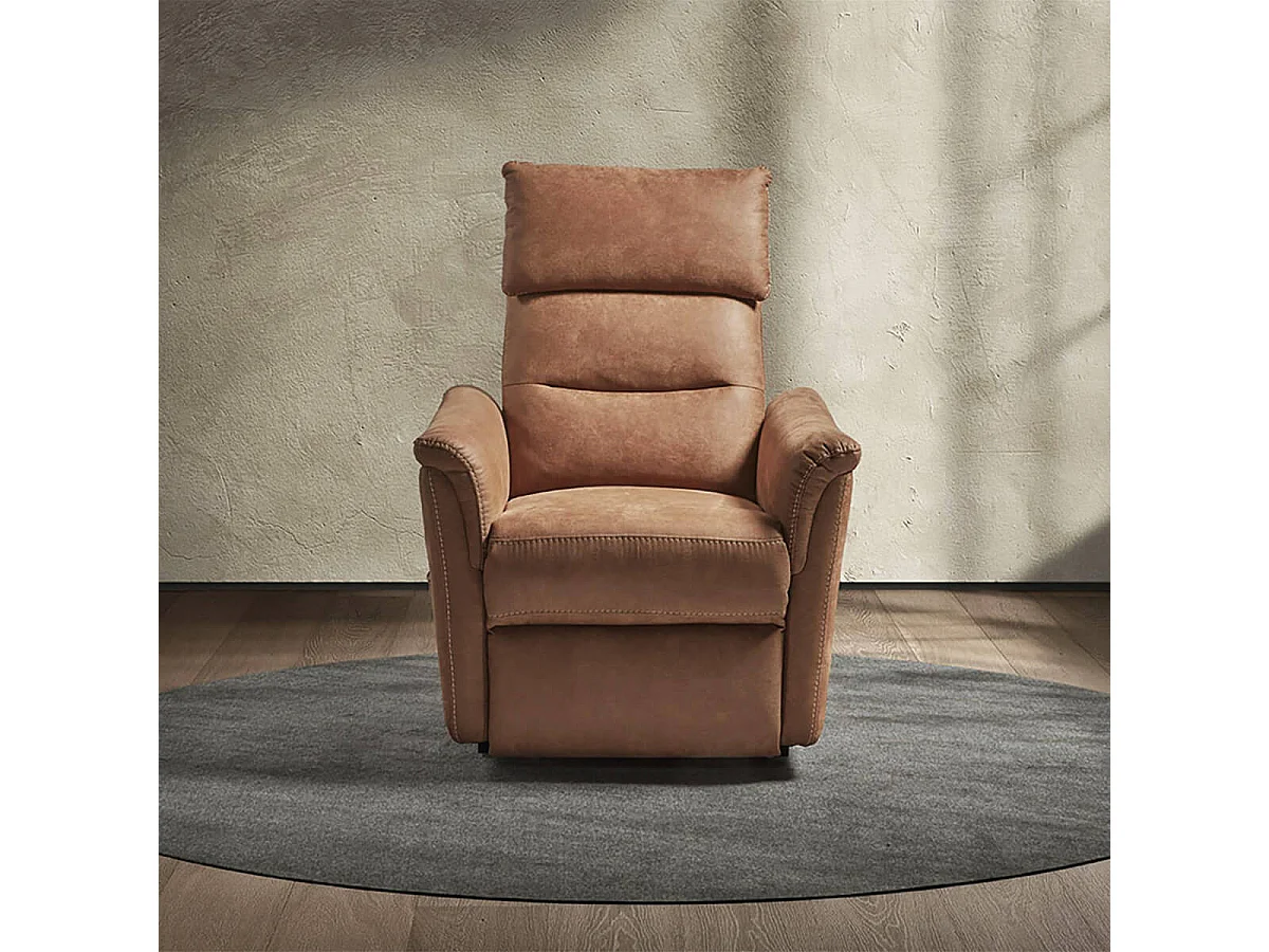 HORACE - Fauteuil Relax Electrique Releveur Tissu Cognac