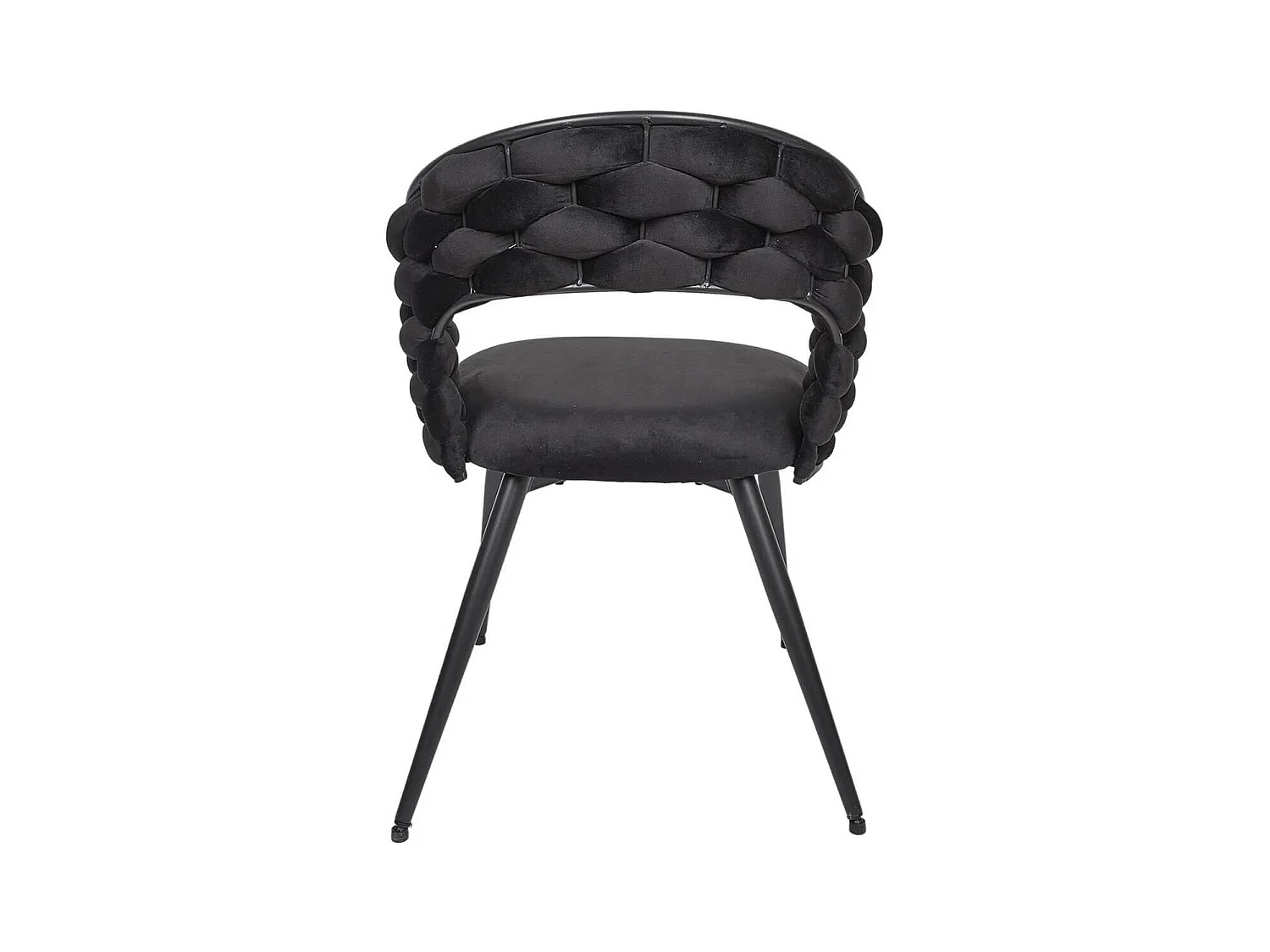 OSCAR - Lot de 4 Chaises en Velours Noir Pieds Métal Noir