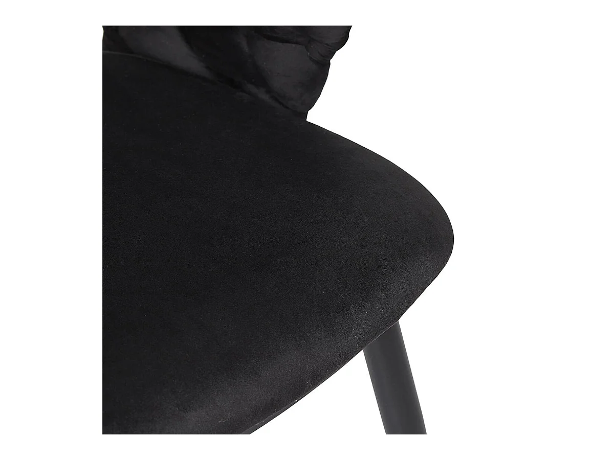 OSCAR - Lot de 4 Chaises en Velours Noir Pieds Métal Noir