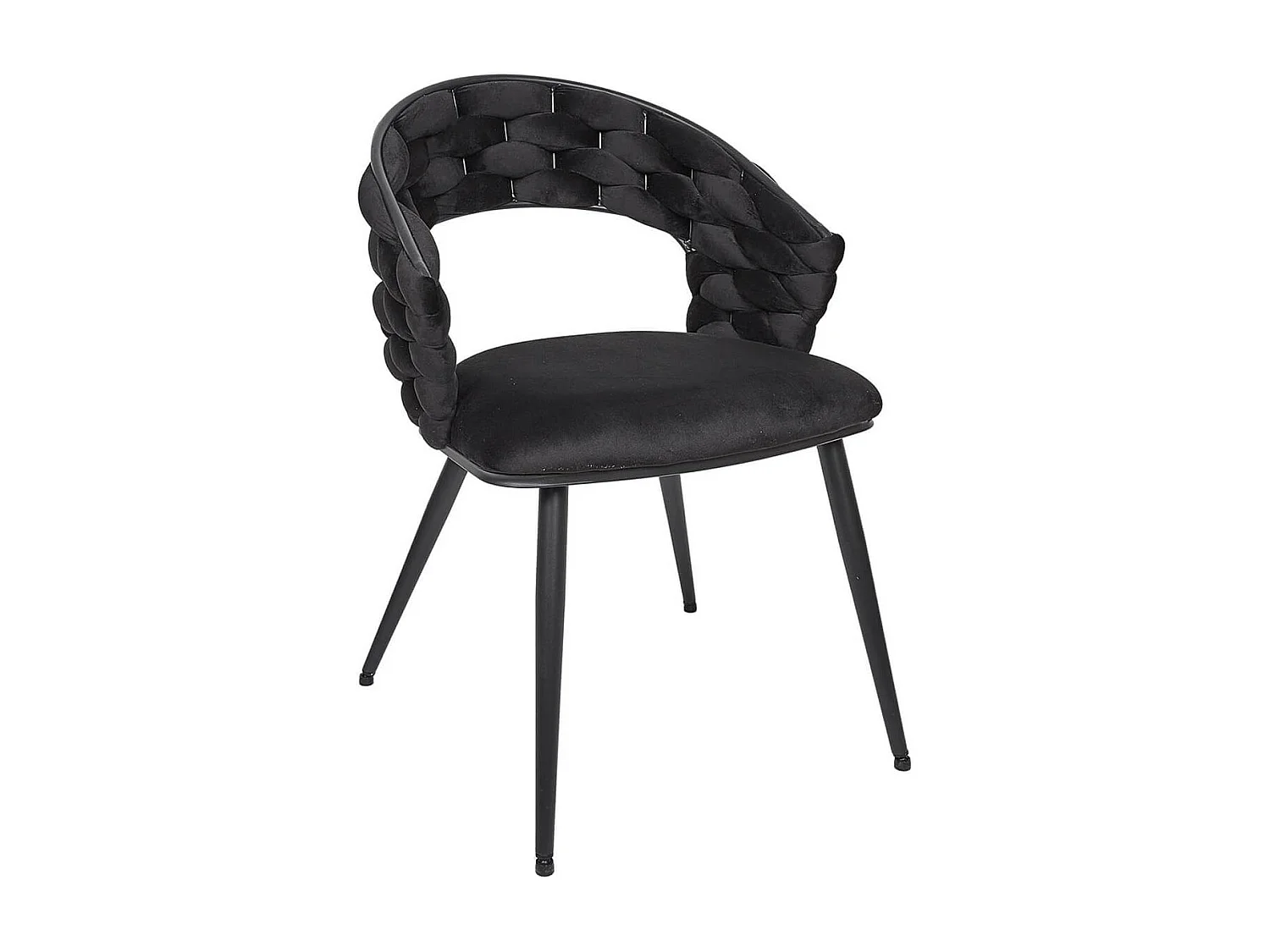 OSCAR - Lot de 4 Chaises en Velours Noir Pieds Métal Noir