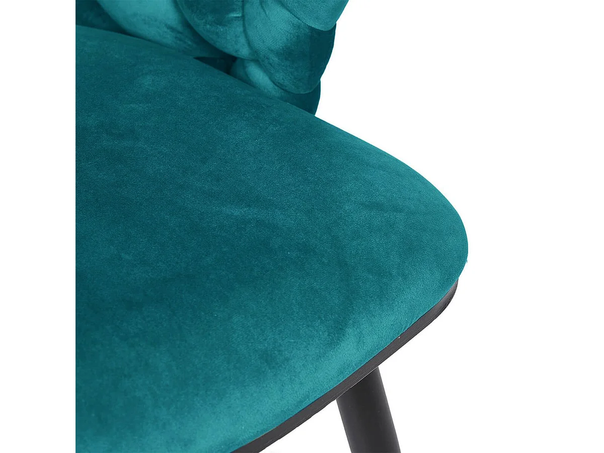 OSCAR - Lot de 6 Chaises en Velours Bleu Canard Pieds Métal Noir