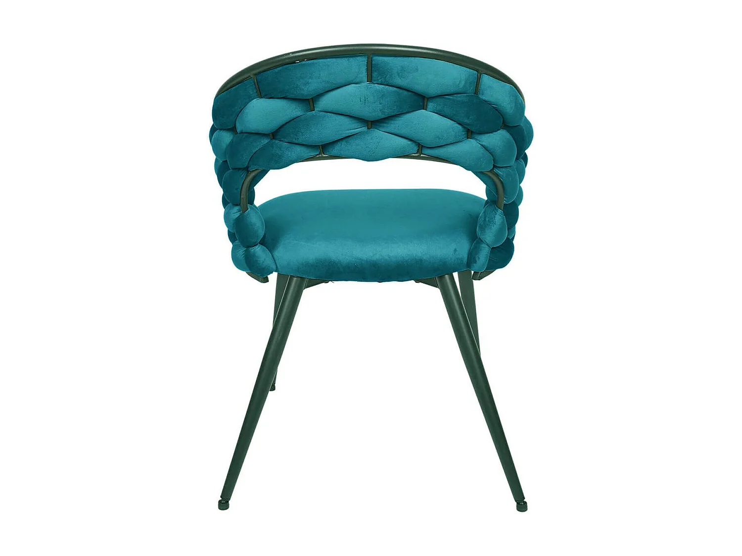 OSCAR - Lot de 6 Chaises en Velours Bleu Canard Pieds Métal Noir