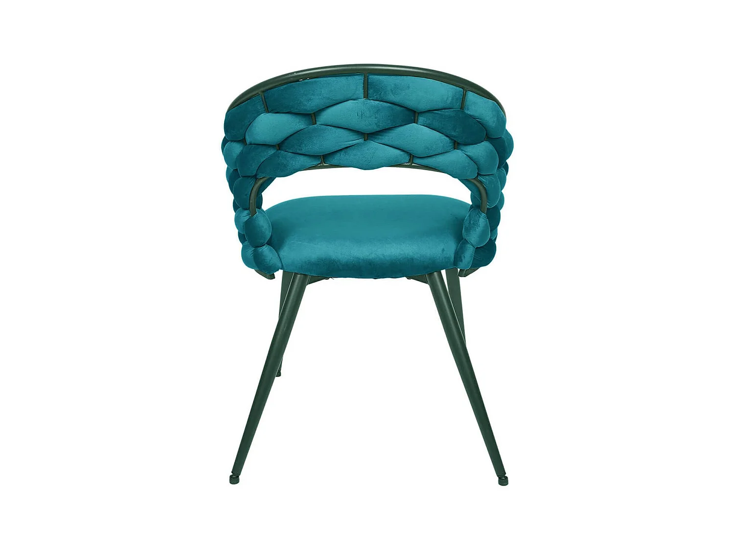 OSCAR - Lot de 6 Chaises en Velours Bleu Canard Pieds Métal Noir