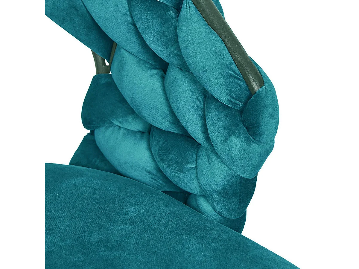 OSCAR - Lot de 6 Chaises en Velours Bleu Canard Pieds Métal Noir