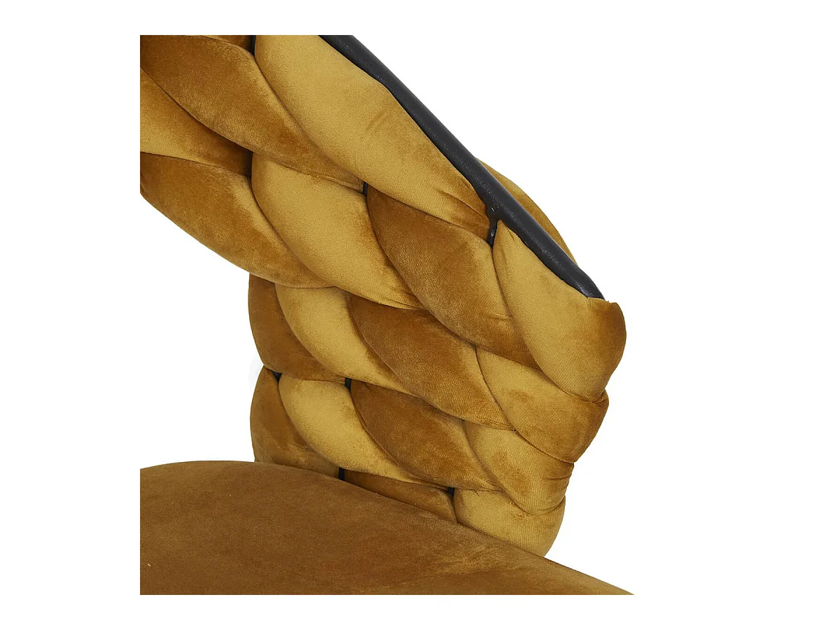 OSCAR - Lot de 6 Chaises en Velours Jaune Moutarde Pieds Métal Noir