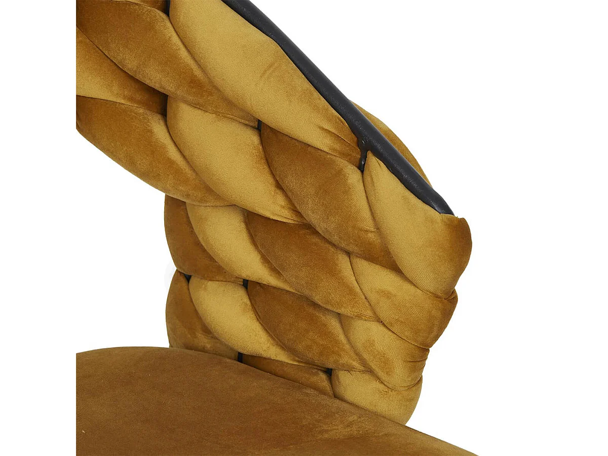 OSCAR - Lot de 2 Chaises en Velours Jaune Moutarde Pieds Métal Noir