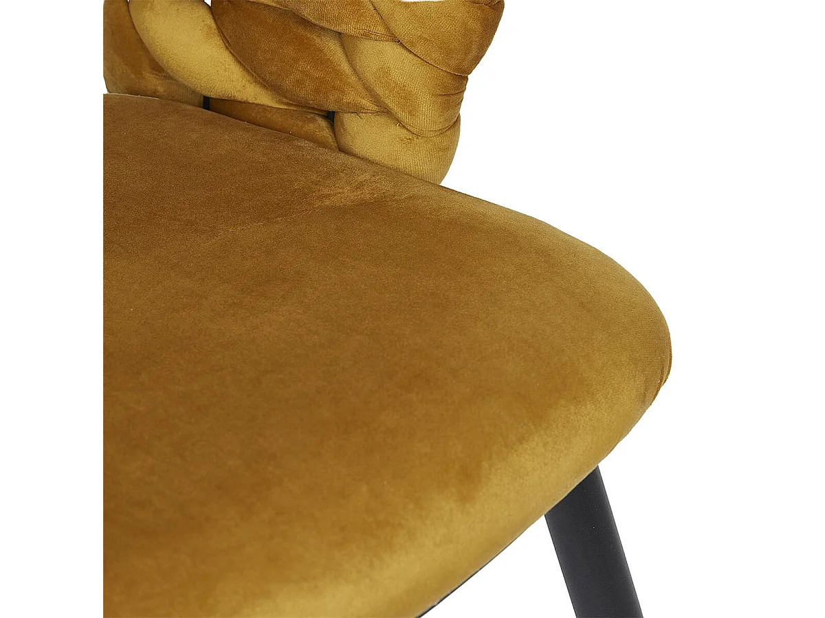 OSCAR - Lot de 2 Chaises en Velours Jaune Moutarde Pieds Métal Noir