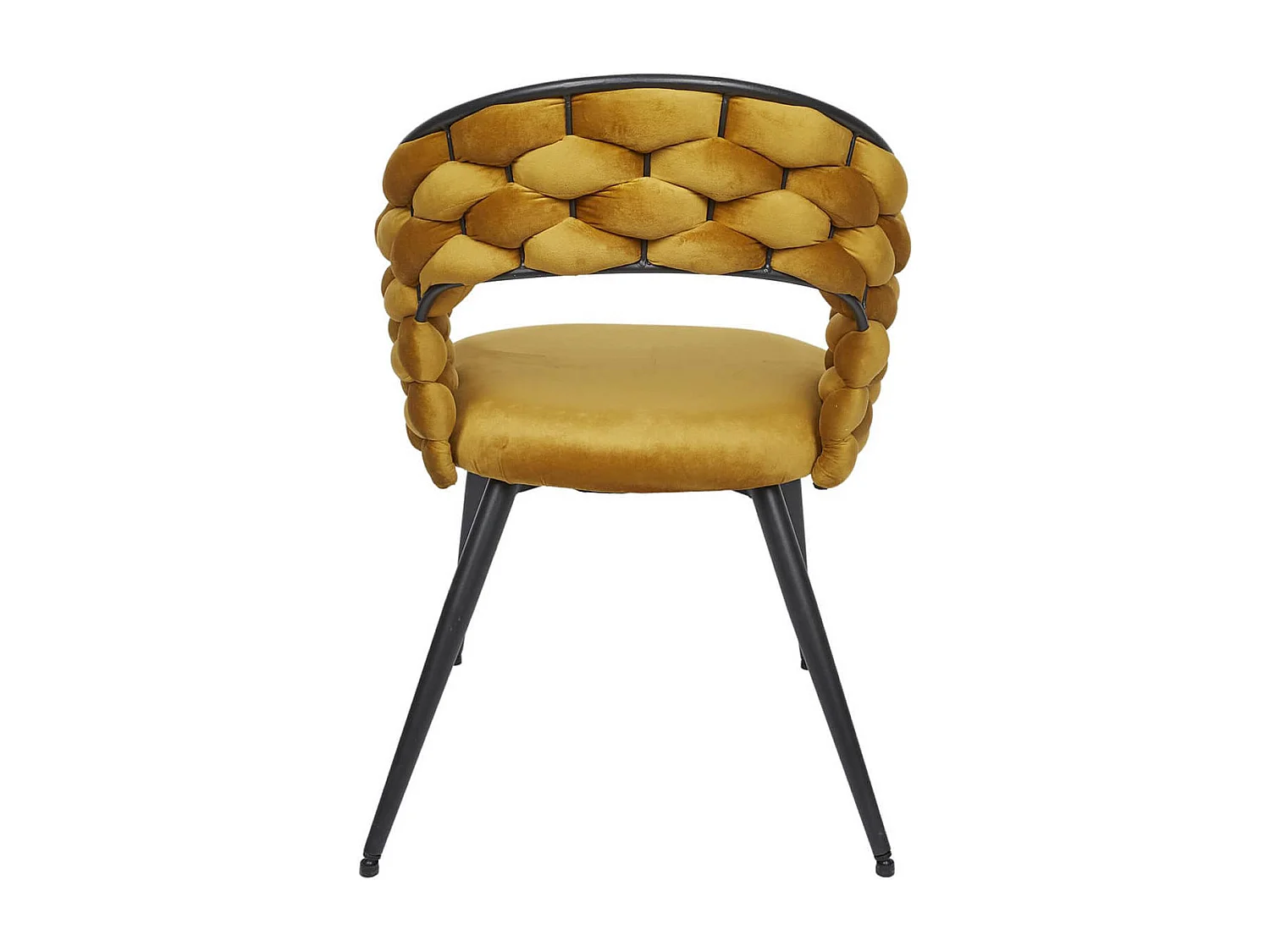 OSCAR - Lot de 2 Chaises en Velours Jaune Moutarde Pieds Métal Noir