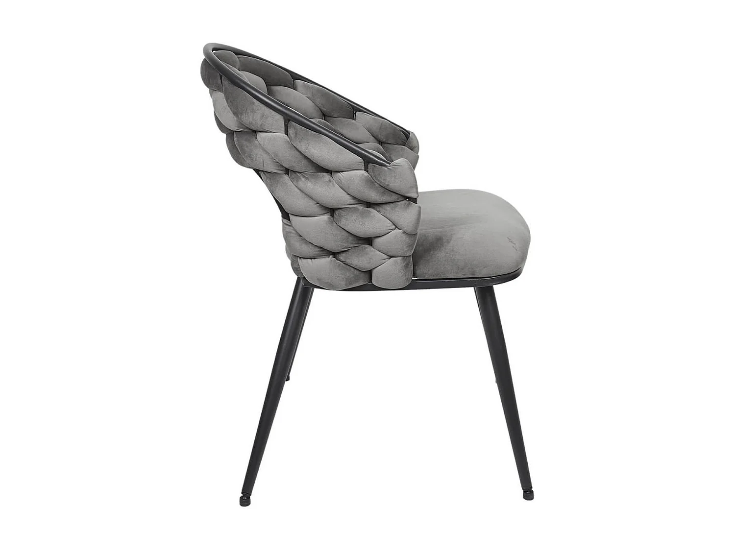 OSCAR - Lot de 4 Chaises en Velours Gris Pieds Métal Noir