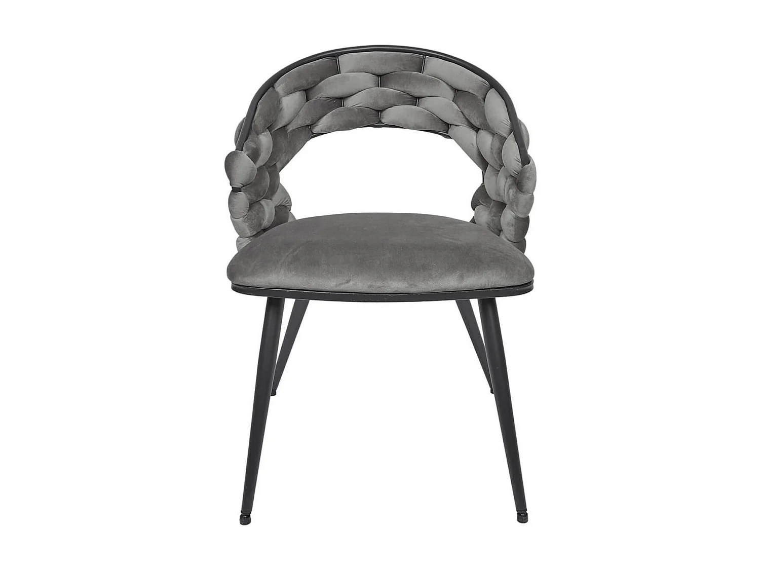 OSCAR - Lot de 4 Chaises en Velours Gris Pieds Métal Noir