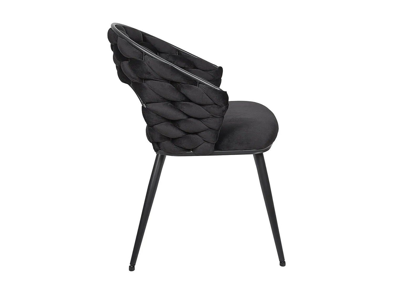OSCAR - Lot de 6 Chaises en Velours Noir Pieds Métal Noir